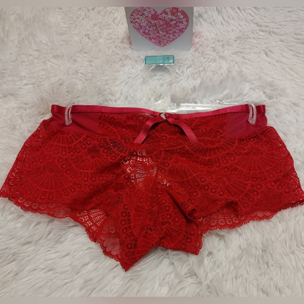Black Fuschia ♡ Fuschia Lace Boy Short Panties Small NWT
